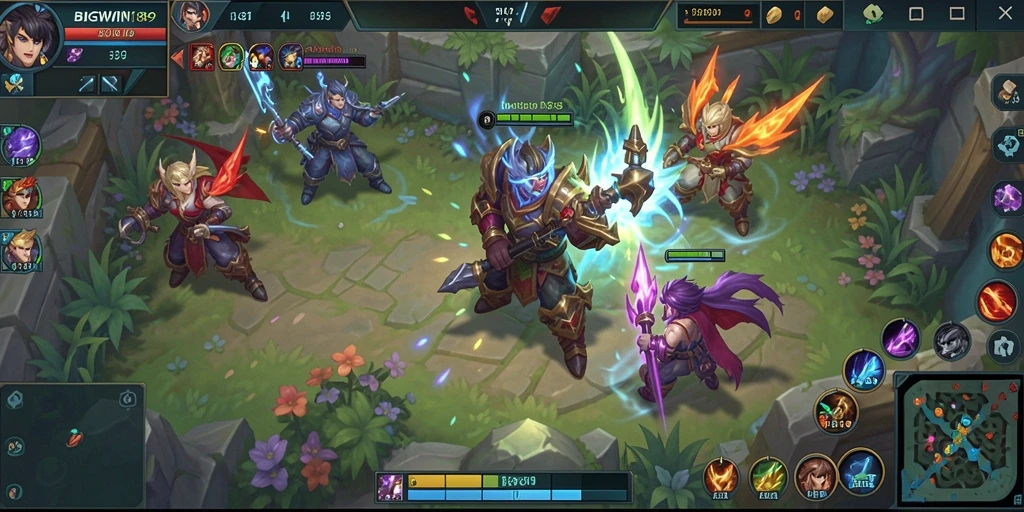 Tangkapan layar menampilkan pertarungan intens di arena MOBA.