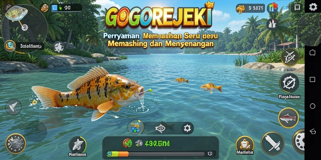 Tangkapan ikan seru dari gameplay GOGOREJEKI di perairan alami.