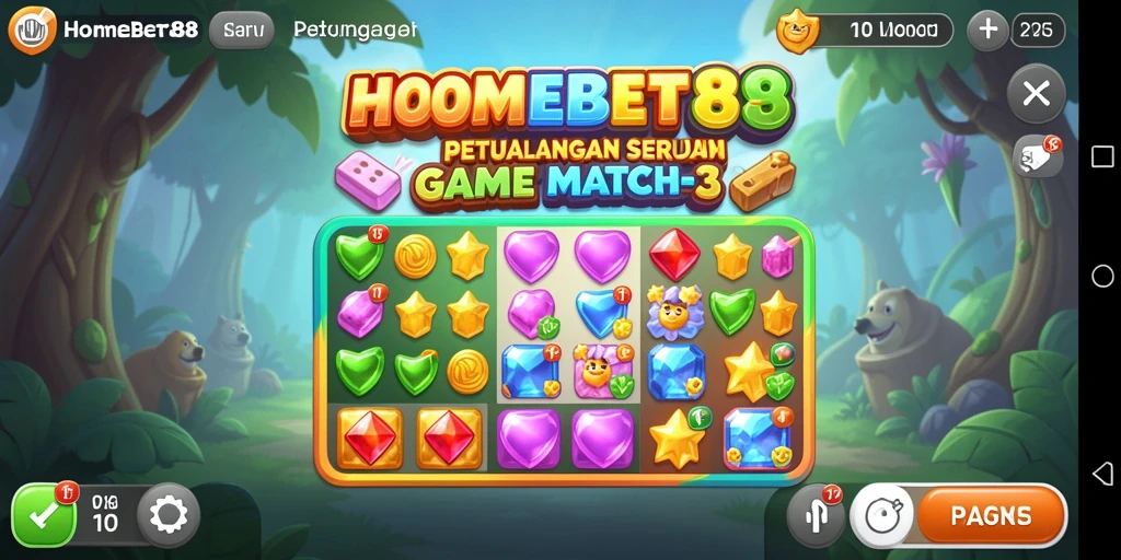 Tampilan gameplay seru di HOMEBET88 dengan pencocokan batu permata.