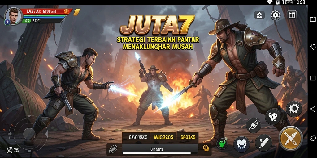 Tampilan menarik dari gameplay JUTA7 saat pertempuran strategi.