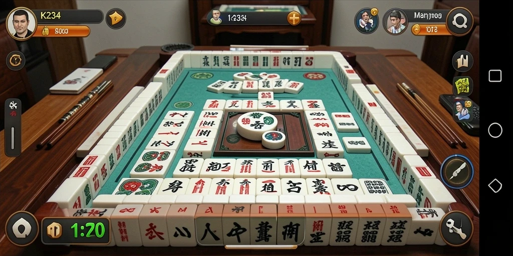Tampilan gameplay menarik K234 dengan desain ubin Mahjong yang cantik.