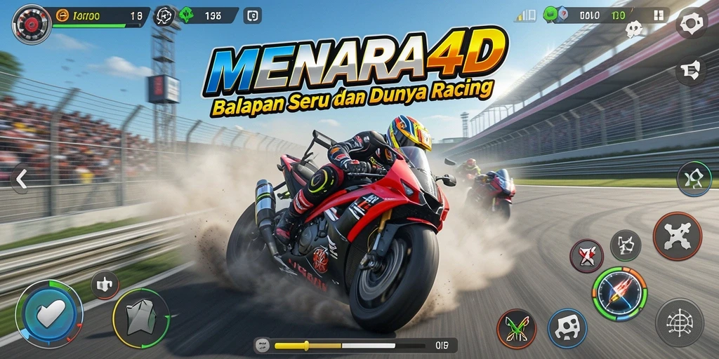 Tampilan menarik dari gameplay MENARA4D, balapan seru dan mendebarkan.