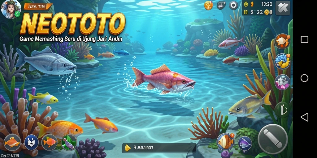 Screenshot gameplay NEOTOTO menampilkan aksi memancing yang seru dan realistis.