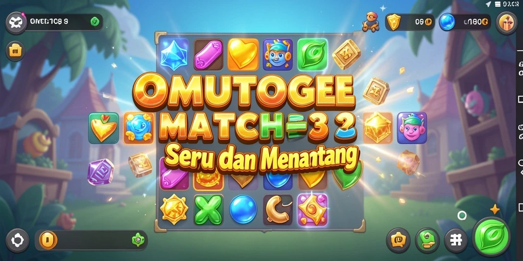 Tangkapan layar gameplay OMUTOGEL dengan objek yang berwarna-warni.