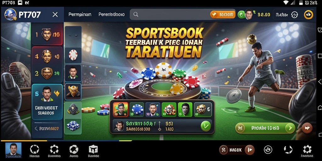 Tangkapan layar gameplay PT707 menunjukkan serunya taruhan olahraga.