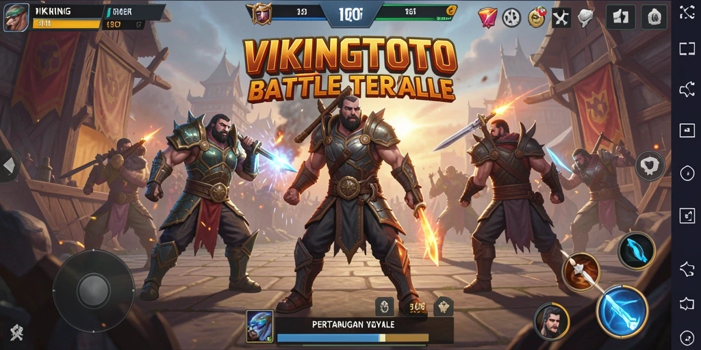 Gameplay seru dalam VIKINGTOTO yang penuh aksi Battle Royale.